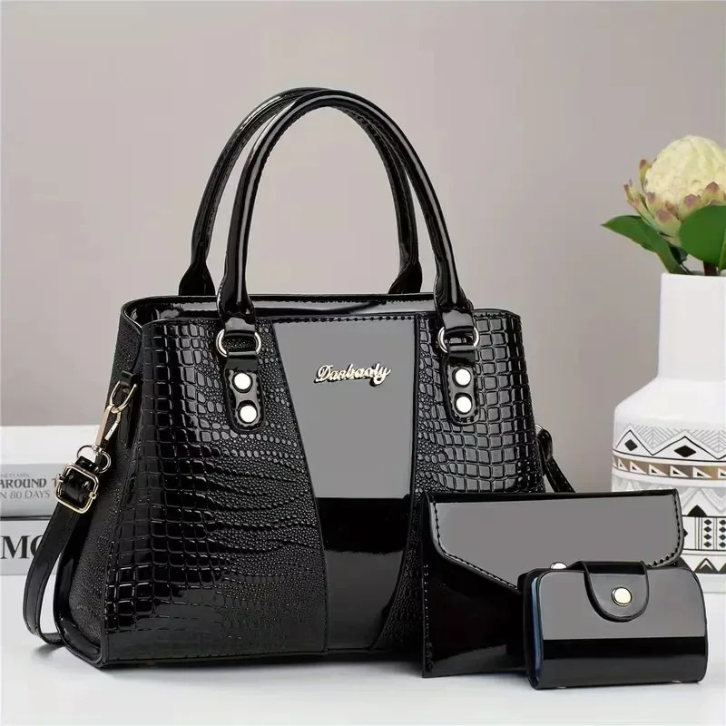 Luxury Bags Louis Vuitton - 3pcs Set PU Crocodile Embossed Women'S