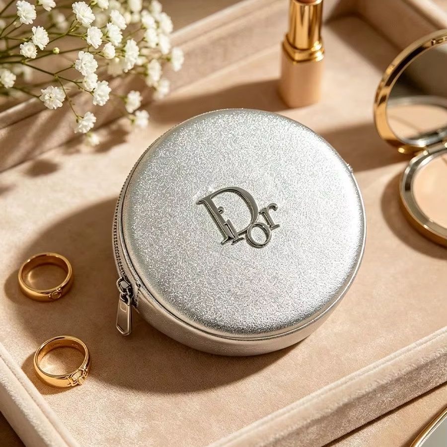 Luxury Bags Dior - Dior Silver Round Waterproof Portable Leather