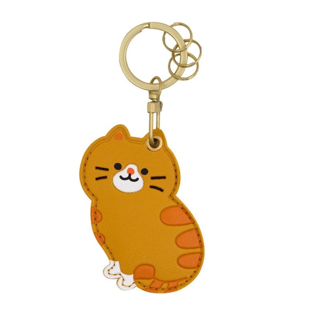 Key Holder Leather Pouch - Cute Cartoon Cat Access Card Holder