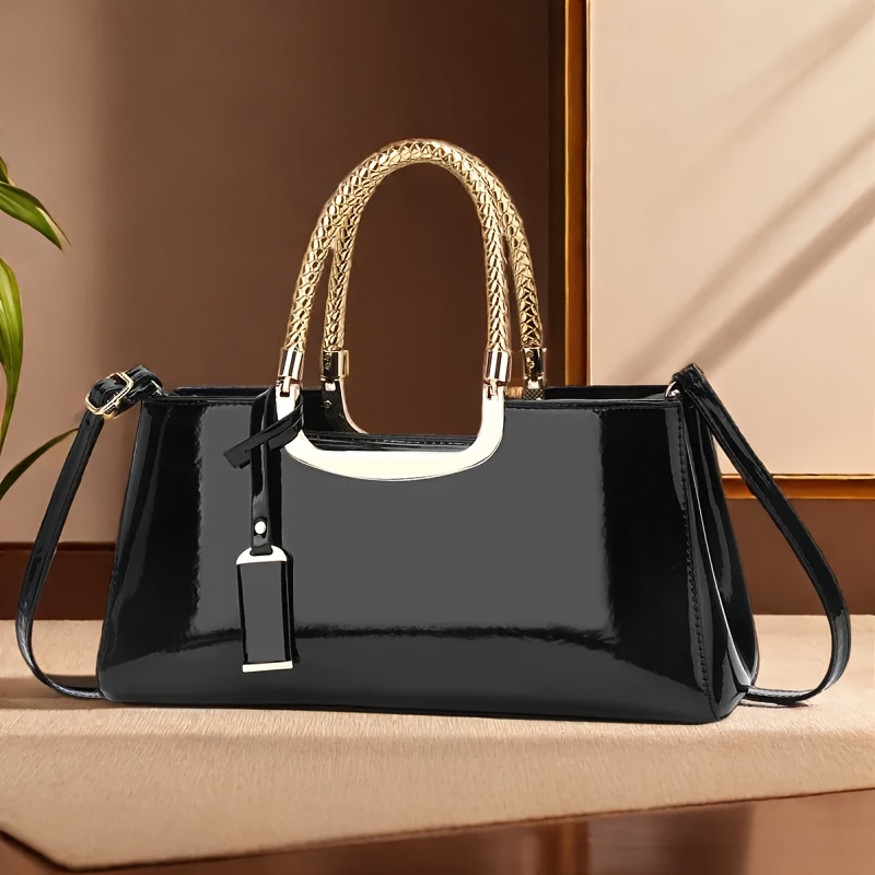 Luxury Bags Louis Vuitton - Women's Glossy PU Leather Shoulder Handbag