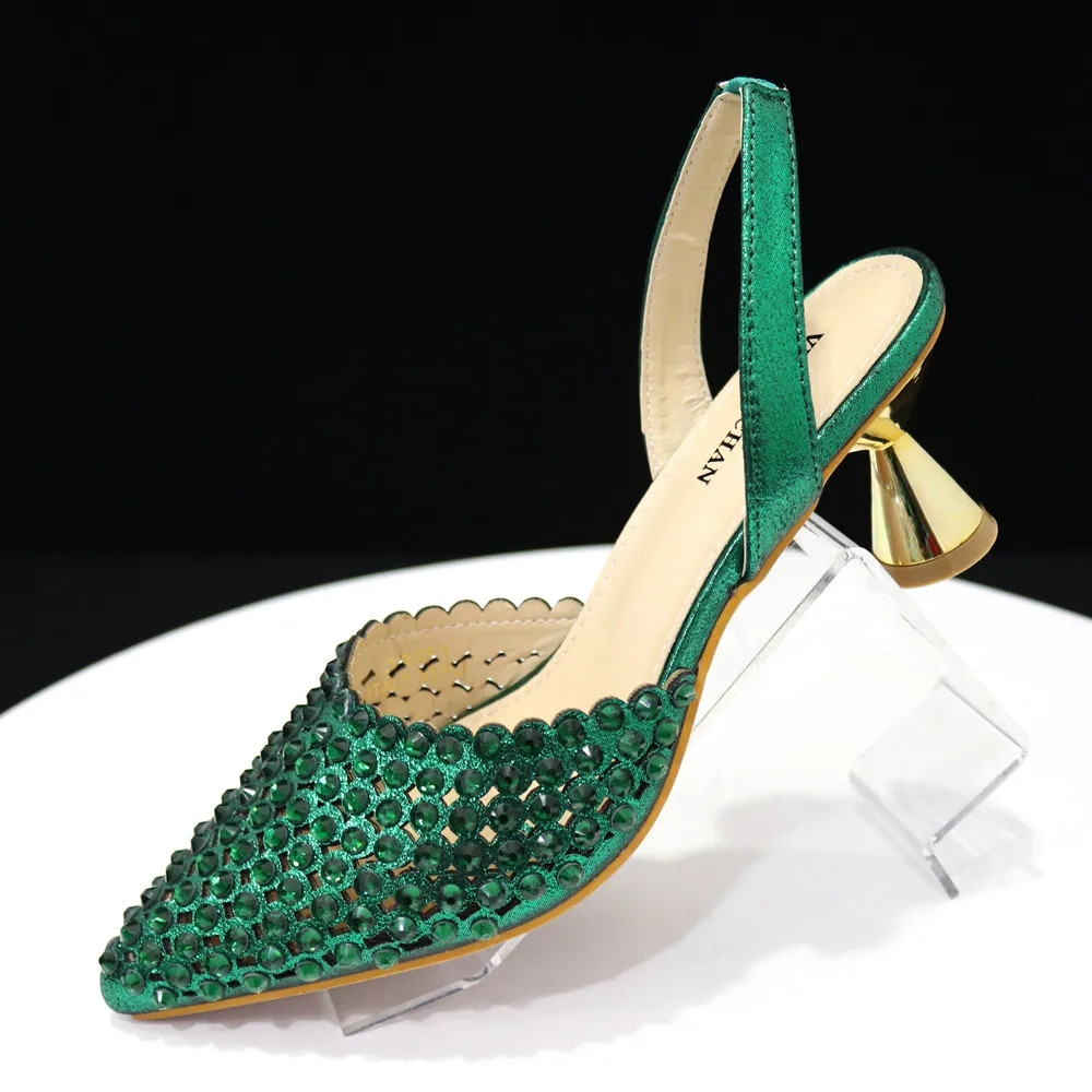 Luxury Green Rhinestone Shoes  - Luxury Bags And Shoes review and price