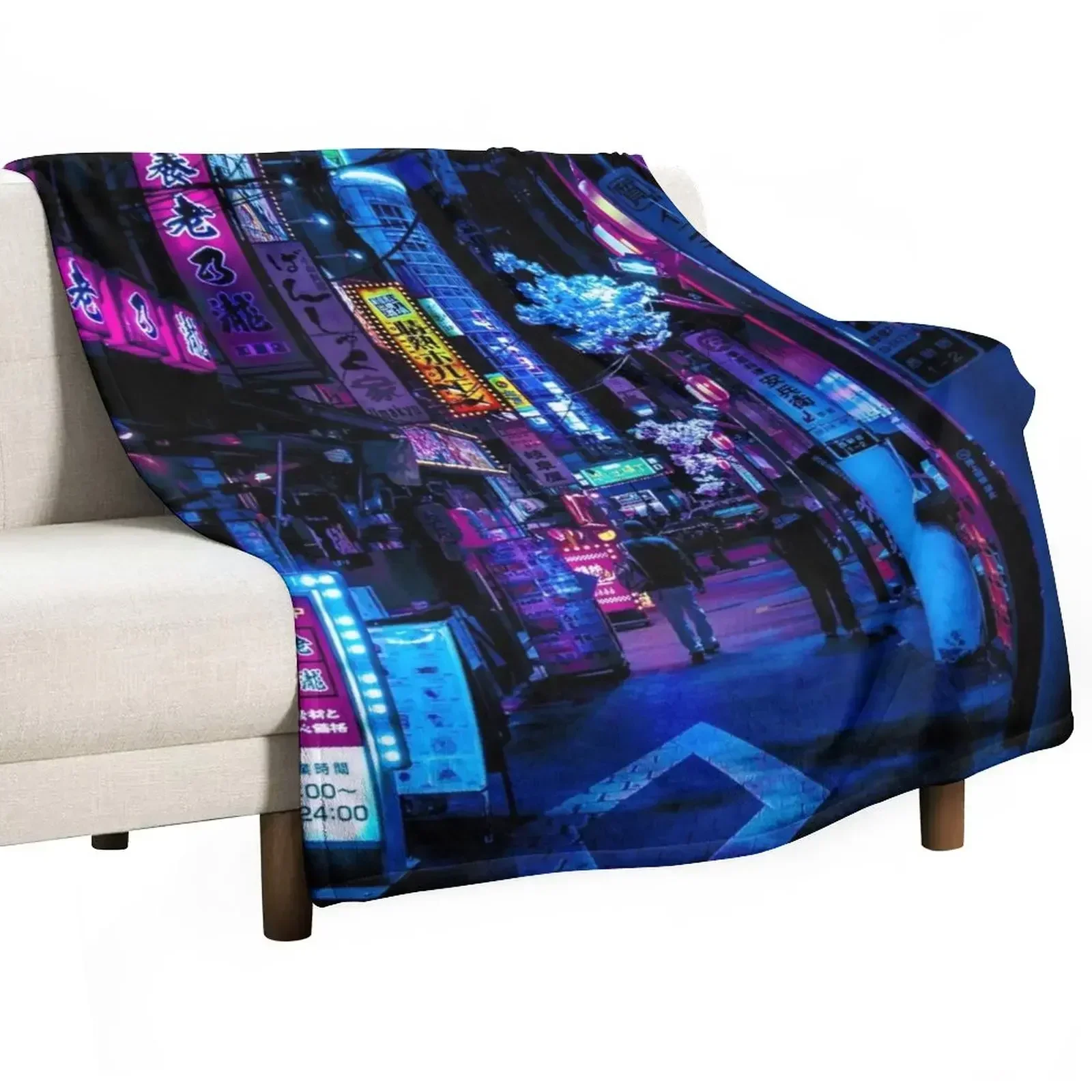 Blue Tokyo Alleys Throw Blanke - Luxury Bags Tokyo review and price