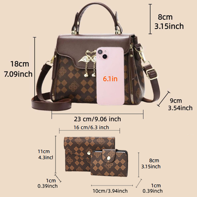 3-piece women's bag set, light - Luxury Bags review and price