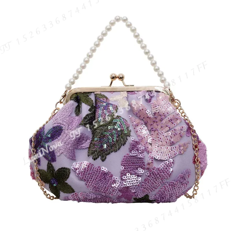 Flower Sequin Embroidered Pear - Luxury Bags For Men review and price