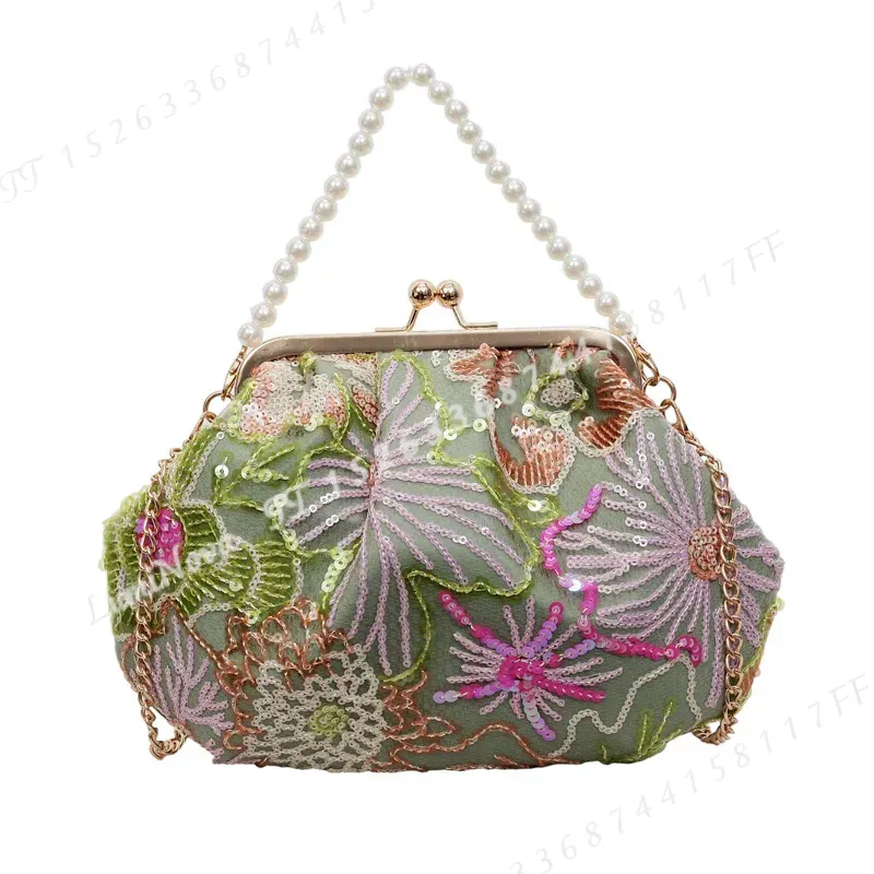 Flower Sequin Embroidered Pear - Luxury Bags For Men review and price